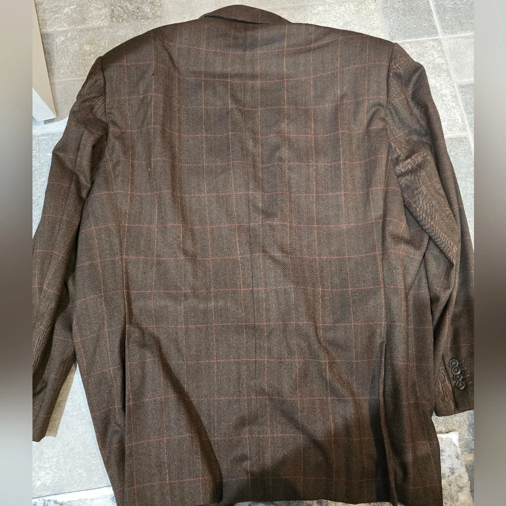 Ermenegildo Zegna Trofeo Brown Plaid Blazer Suit Jacket Wool 58L $1500 Retail